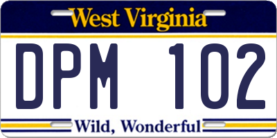 WV license plate DPM102