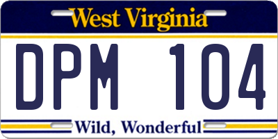 WV license plate DPM104