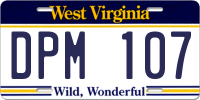 WV license plate DPM107