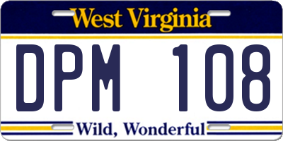 WV license plate DPM108