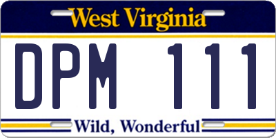 WV license plate DPM111