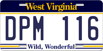 WV license plate DPM116