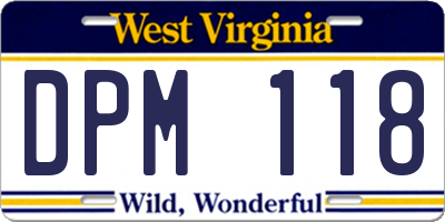 WV license plate DPM118
