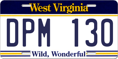 WV license plate DPM130