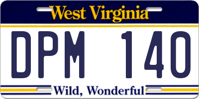 WV license plate DPM140