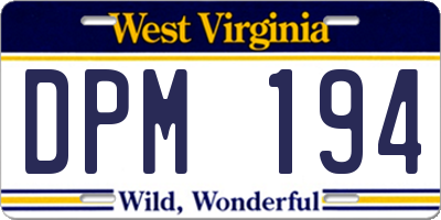 WV license plate DPM194