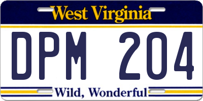 WV license plate DPM204