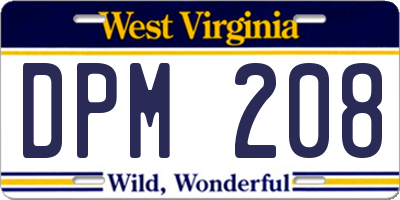 WV license plate DPM208