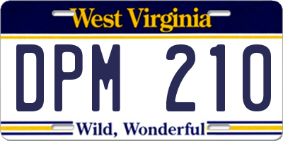 WV license plate DPM210