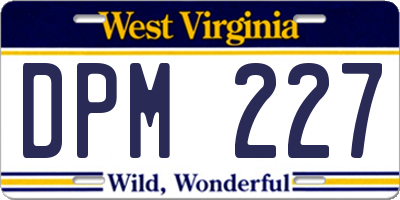 WV license plate DPM227