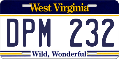 WV license plate DPM232