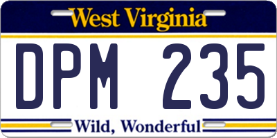 WV license plate DPM235