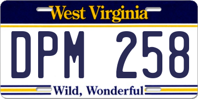 WV license plate DPM258