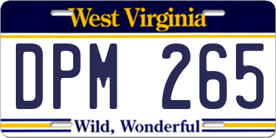 WV license plate DPM265