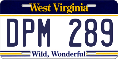WV license plate DPM289