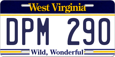 WV license plate DPM290