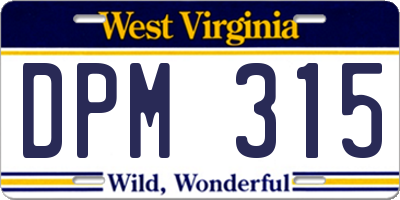 WV license plate DPM315