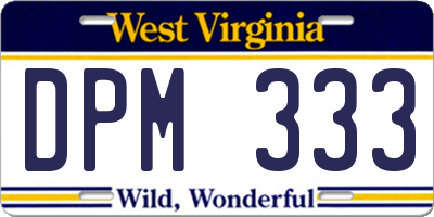 WV license plate DPM333
