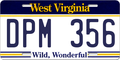 WV license plate DPM356