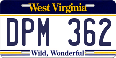 WV license plate DPM362