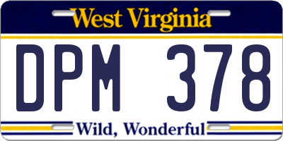 WV license plate DPM378
