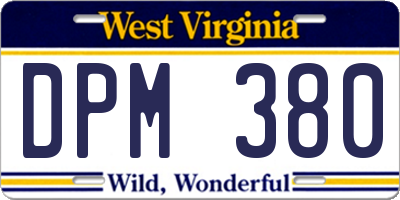 WV license plate DPM380