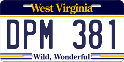 WV license plate DPM381