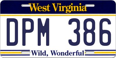 WV license plate DPM386