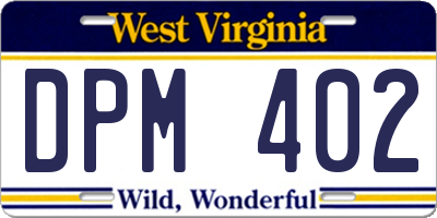 WV license plate DPM402