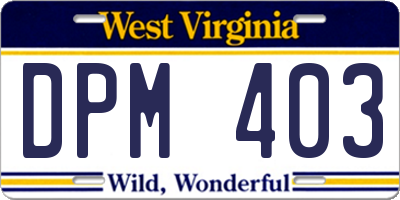 WV license plate DPM403