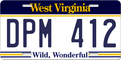 WV license plate DPM412