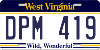 WV license plate DPM419