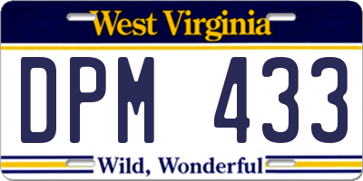 WV license plate DPM433