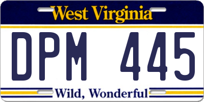 WV license plate DPM445