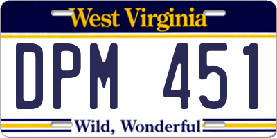WV license plate DPM451