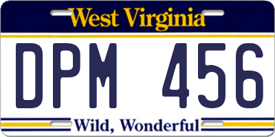 WV license plate DPM456