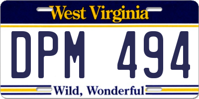 WV license plate DPM494
