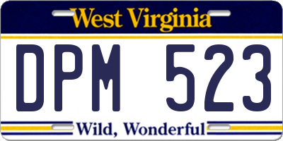 WV license plate DPM523