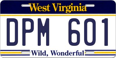 WV license plate DPM601