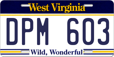WV license plate DPM603