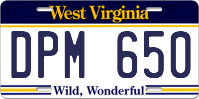 WV license plate DPM650