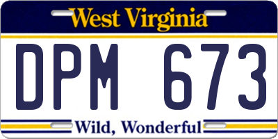 WV license plate DPM673