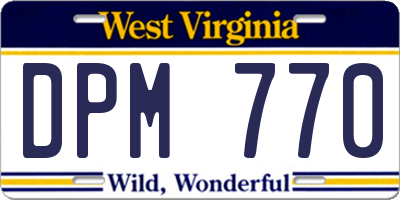 WV license plate DPM770