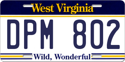 WV license plate DPM802