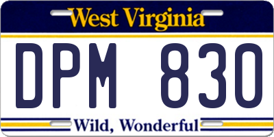 WV license plate DPM830