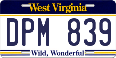 WV license plate DPM839