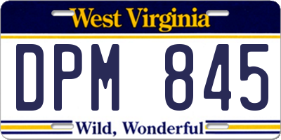 WV license plate DPM845