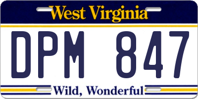 WV license plate DPM847
