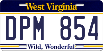 WV license plate DPM854