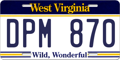 WV license plate DPM870